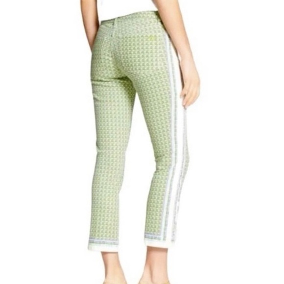Tory Burch Mia Bontanical Green and White Patterned Cropped Jeans, size 29 - Picture 2 of 11